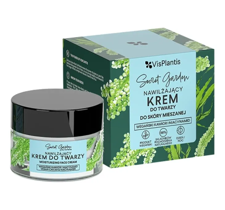 Vis Plantis Secret Garden nawilżający krem do twarzy do skóry mieszanej Wegański kawior 50 ml