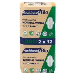 Vuokkoset Bio Normal Wings Duo ekologiczne podpaski higieniczne ze skrzydełkami 2 x 12 sztuk