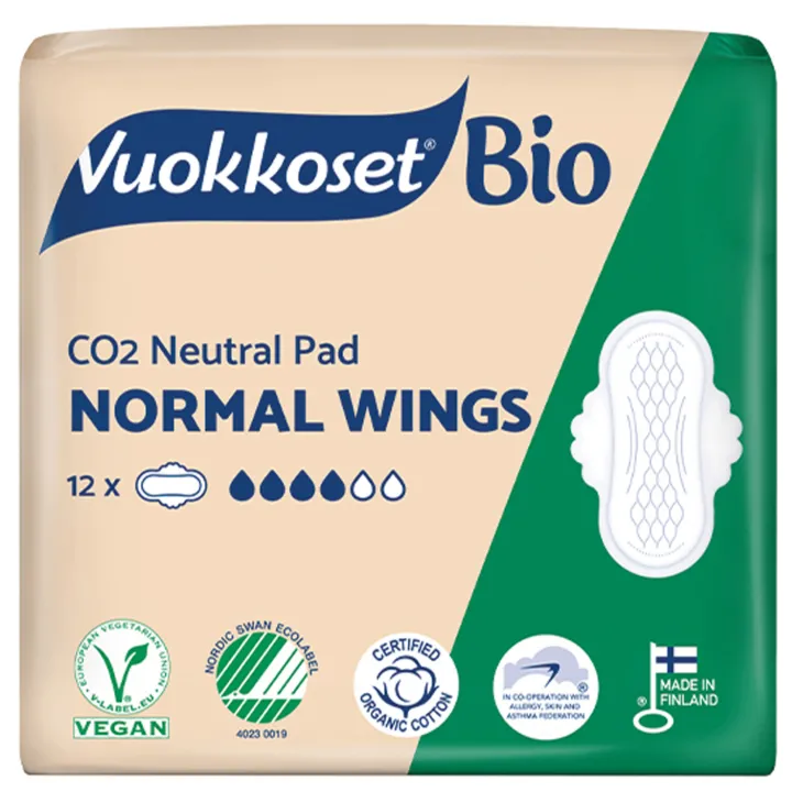 Vuokkoset Bio Normal Wings ekologiczne podpaski higieniczne ze skrzydełkami 12 sztuk