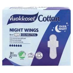 Vuokkoset Cotton Night Wings podpaski higieniczne ze skrzydełkami na noc 9 sztuk