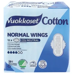 Vuokkoset Cotton Normal Wings cienkie podpaski higieniczne ze skrzydełkami 12 sztuk