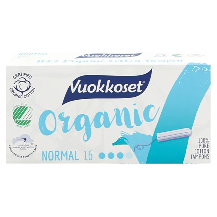 Vuokkoset Organic tampony z bawełny organicznej Normal 16 sztuk