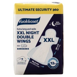 Vuokkoset XXL Night Double Wings długie podpaski higieniczne z podwójnymi skrzydełkami na noc 10 sztuk