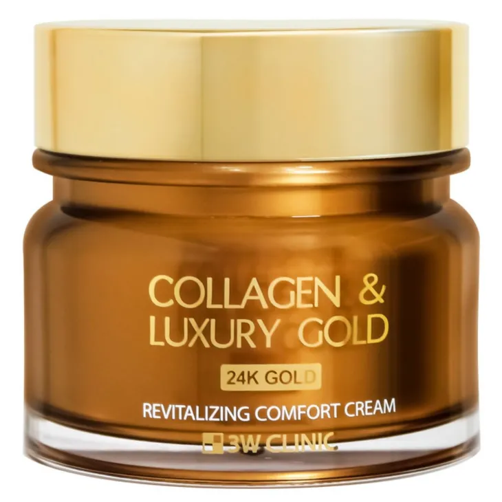 3W Clinic Collagen & Luxury Gold przeciwzmarszczkowy krem do twarzy z 24K złotem i kolagenem 100 g