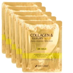 3W Clinic Collagen & Luxury Gold hydrożelowa maseczka do twarzy z 24K złotem i kolagenem 5 x 30 g