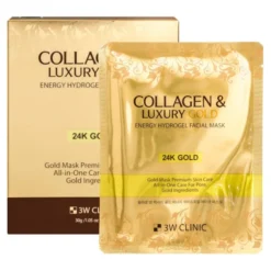3W Clinic Collagen & Luxury Gold hydrożelowa maseczka do twarzy z 24K złotem i kolagenem 5 x 30 g