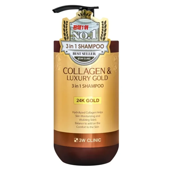3W Clinic Collagen & Luxury Gold szampon do włosów z 24K złotem i kolagenem 750 ml