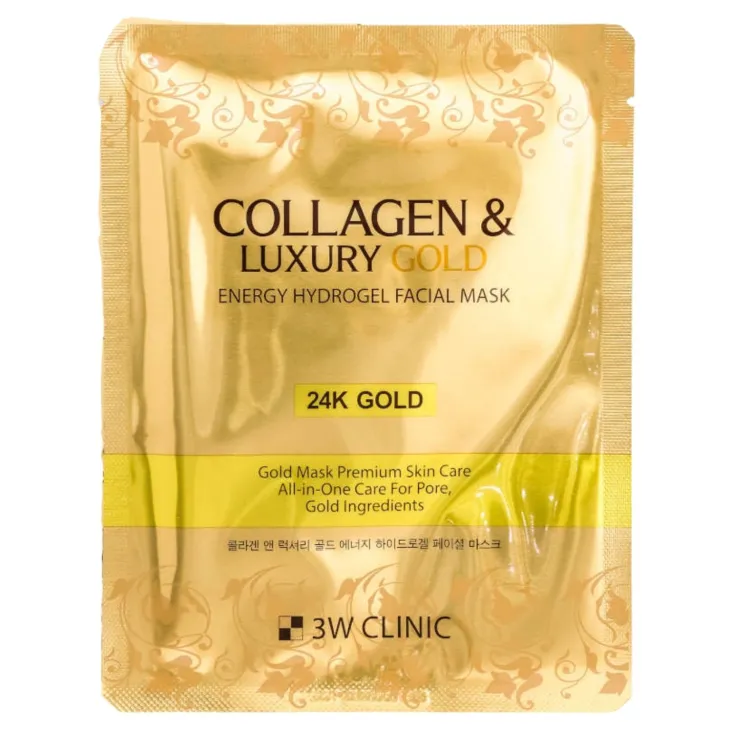 3W Clinic Collagen & Luxury Gold hydrożelowa maseczka do twarzy z 24K złotem i kolagenem 30 g
