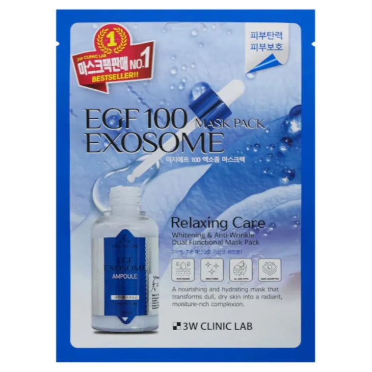 3W Clinic Lab EGF 100 Exosome Mask maseczka do twarzy w płachcie z egzosomami i peptydami EGF 25 ml