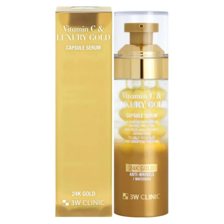 3W Clinic Vitamin C & Luxury Gold rozświetlające kapsułkowe serum do twarzy z 24K złotem 56 ml