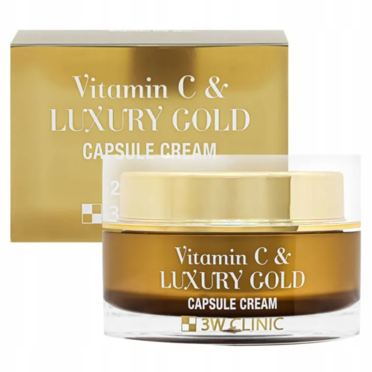 3W Clinic Vitamin C & Luxury Gold rozświetlający kapsułkowy krem do twarzy z 24K złotem 55 ml