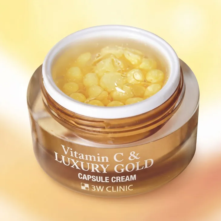 3W Clinic Vitamin C & Luxury Gold rozświetlający kapsułkowy krem do twarzy z 24K złotem 55 ml
