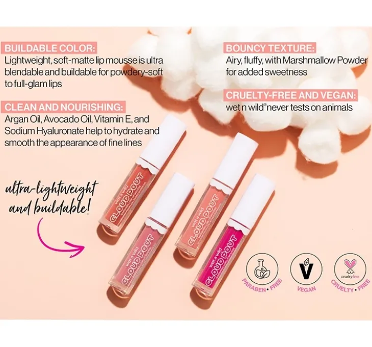 Wet n Wild Cloud Pout Marshmallow Lip Mousse pomadka do ust Fluffernutter 3 ml