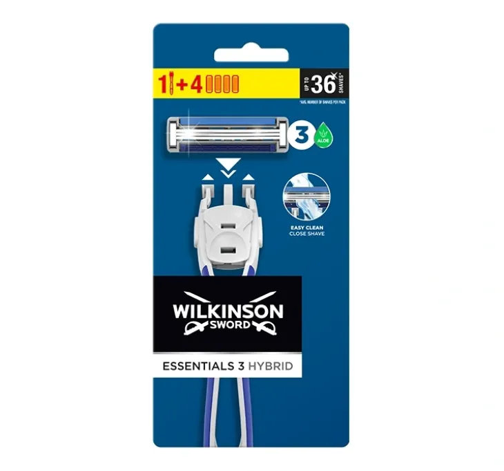 Wilkinson Sword Essentials 3 Hybrid maszynka do golenia dla mężczyzn rączka + 4 wkłady