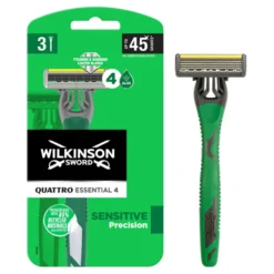 Wilkinson Sword Quattro Essential 4 Sensitive Precision jednorazowe maszynki do golenia dla mężczyzn 3 sztuki