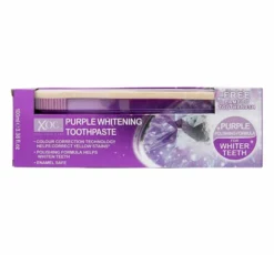 Xpel Xoc Purple Whitening zestaw pasta do zębów 100ml + szczoteczka bambusowa