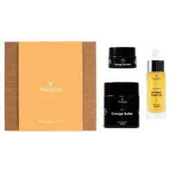 Yokaba Orange Joy zestaw prezentowy do pielęgnacji olejek do twarzy i ciała 30 ml + masło do ciała 100 ml + balsam do ust 15 ml