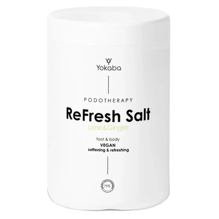 Yokaba Podotherapy ReFresh Salt Lime&Ginger profesjonalna intensywnie zmiękczająca sól do kąpieli stóp 1000 g