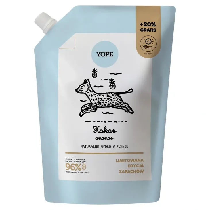 Yope naturalne mydło do rąk w płynie Kokos i Ananas refill 600 ml