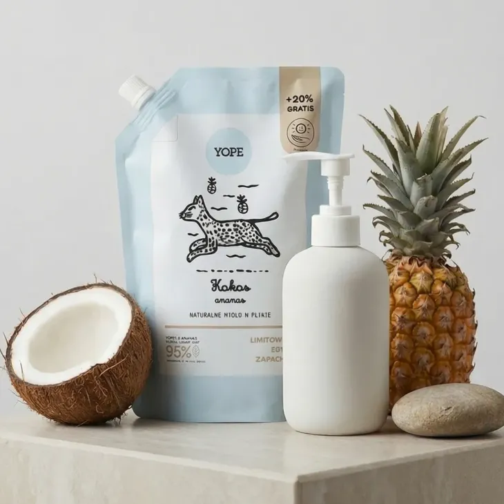 Yope naturalne mydło do rąk w płynie Kokos i Ananas refill 600 ml