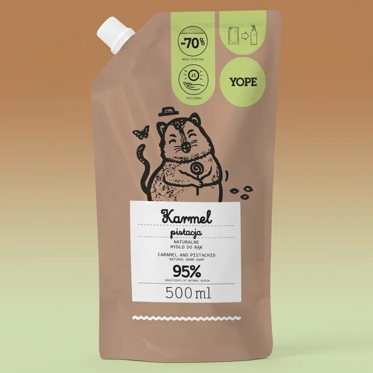 Yope naturalne mydło do rąk w płynie Karmel & Pistacja refill 500 ml