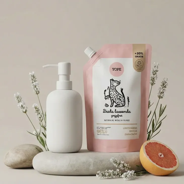 Yope naturalne mydło do rąk w płynie Biała Lawenda i Grejpfrut refill 600 ml