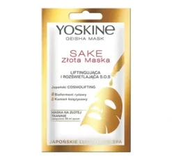 Yoskine Geisha Mask Sake liftingująca i rozświetlająca złota maska w płachcie do twarzy 20 ml