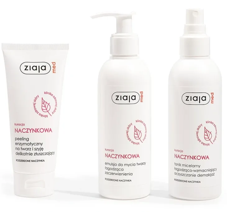 Ziaja Med Kuracja Naczynkowa peeling enzymatyczny do twarzy i szyi na rozszerzone naczynka 75 ml